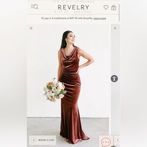 Reverly Faith Velvet Dress color Terracotta 606 bridesmaids dress